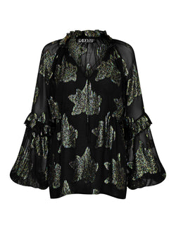 Deity Blouse Black Flower Metallic