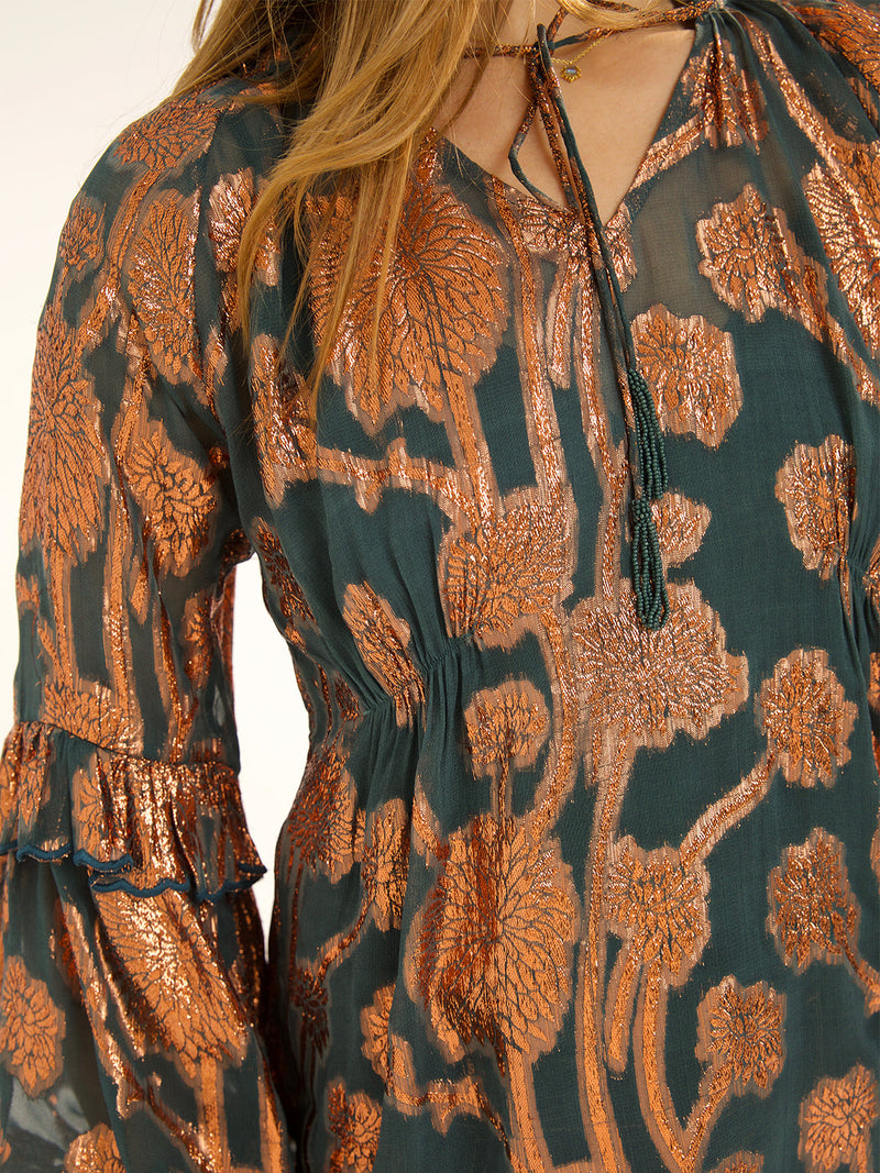 Deity Blouse Emerald & Bronze