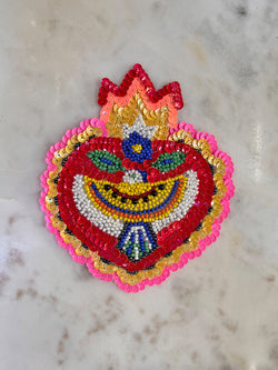 Heart and Bird Beaded Patch
