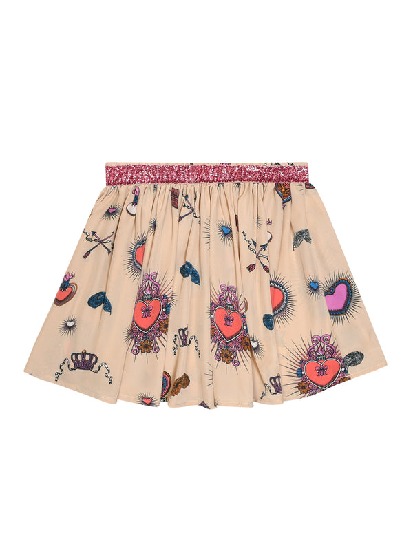 Kids Heart Skirt Beige & Pink