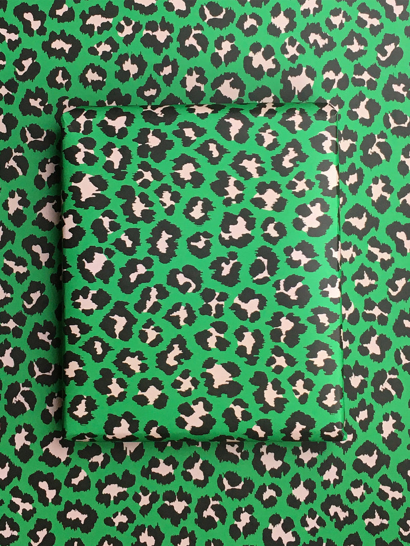 Leopard Wrapping Paper Sheet Green/Pale Pink